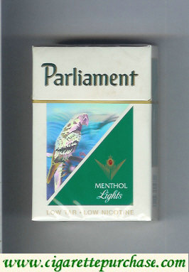 Parliament Menthol Lights hologram with a parrot cigarettes hard box